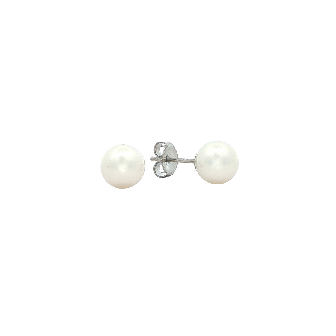 14K White Gold 6-6.5mm Fresh Water Pearl Stud Earring