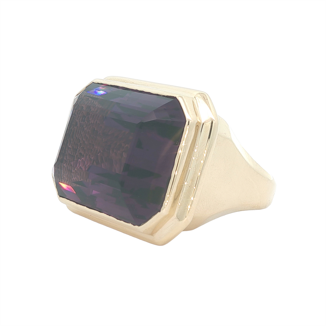 14KT Yellow Gold Solitaire Amethyst Ring