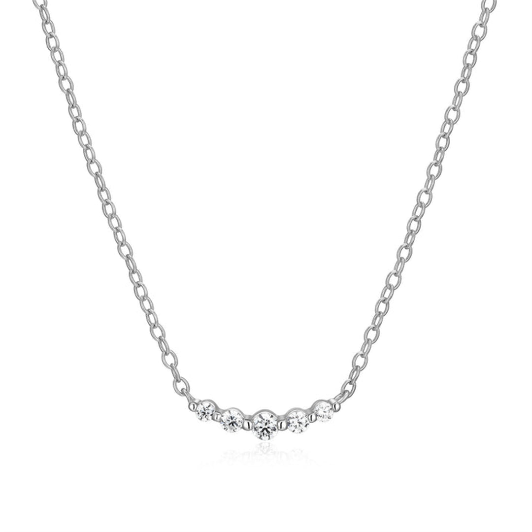 M. by MONTE LUNA Sterling Silver Rhodium Plated 0.1ctw Lab Grown Diamond Curved Bar Necklace 16+2"