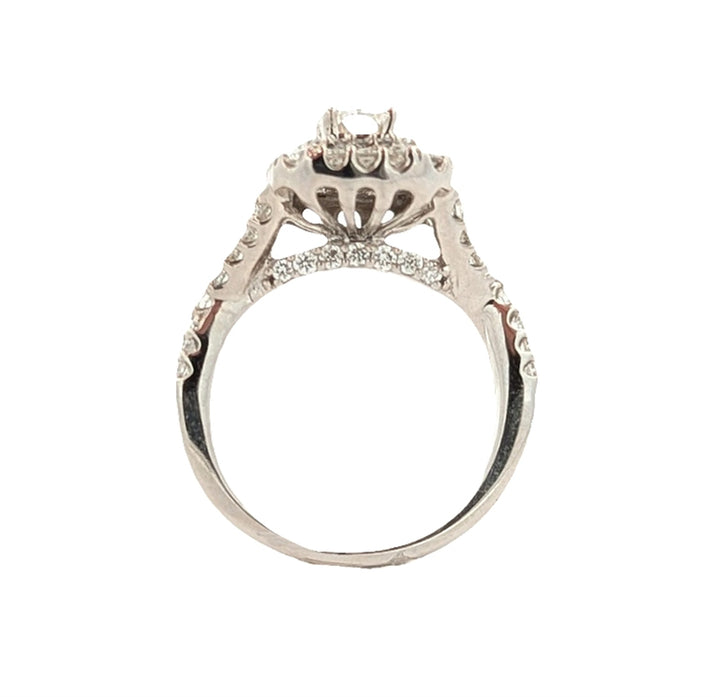 14KT White Gold 1.59ctw Diamond Estate Engagement Ring & Matching Band
