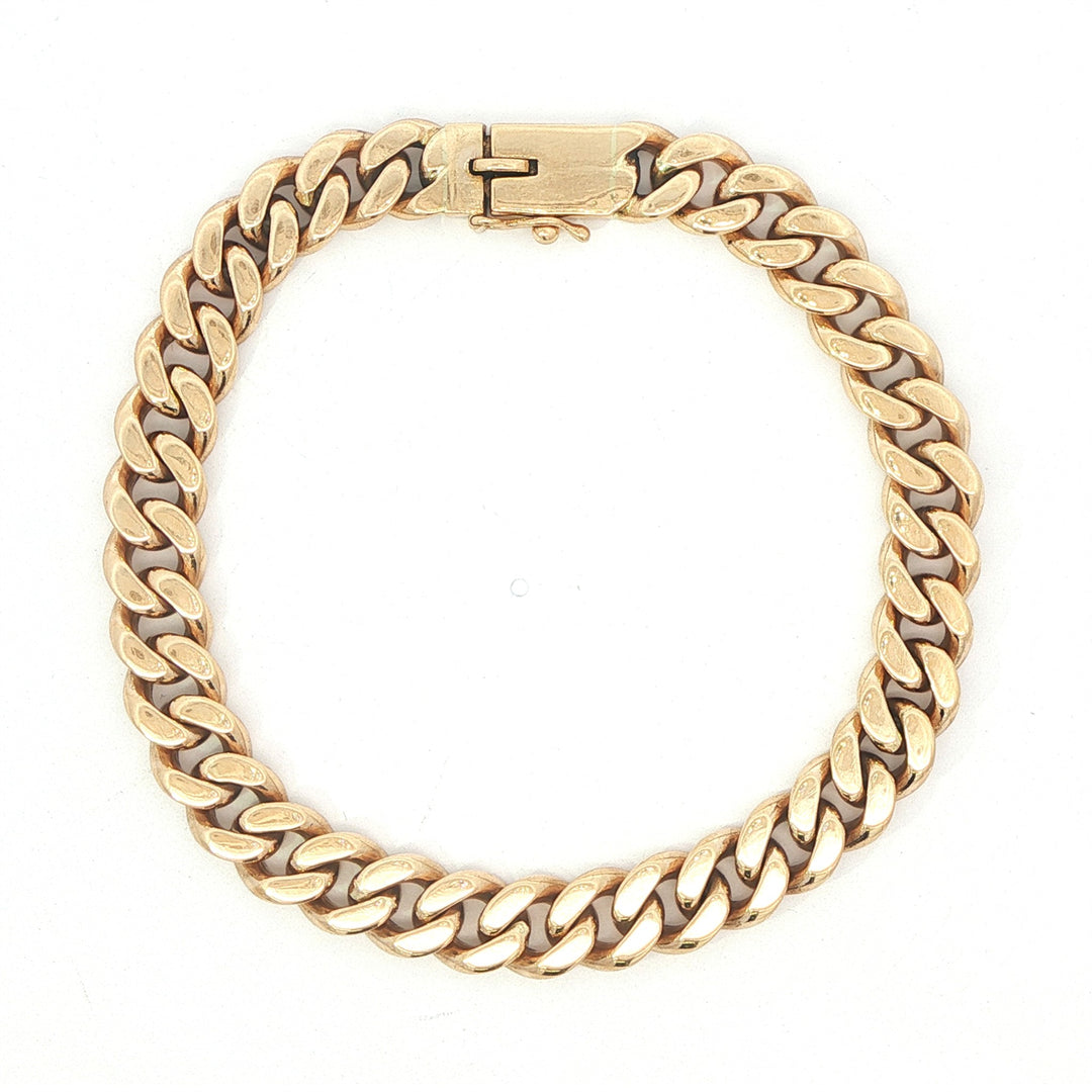 14KT Yellow Gold 8.5" Cuban Link Estate Bracelet