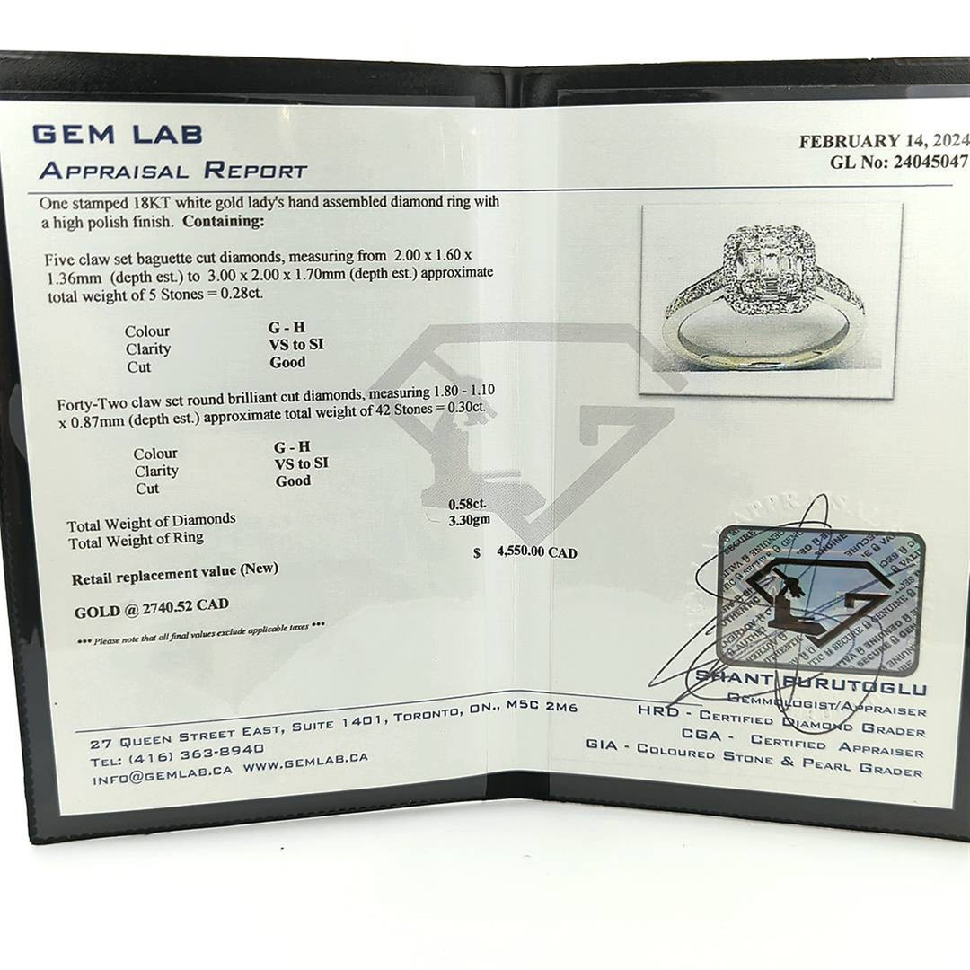 18KT White Gold 0.58ctw Diamond Estate Ring