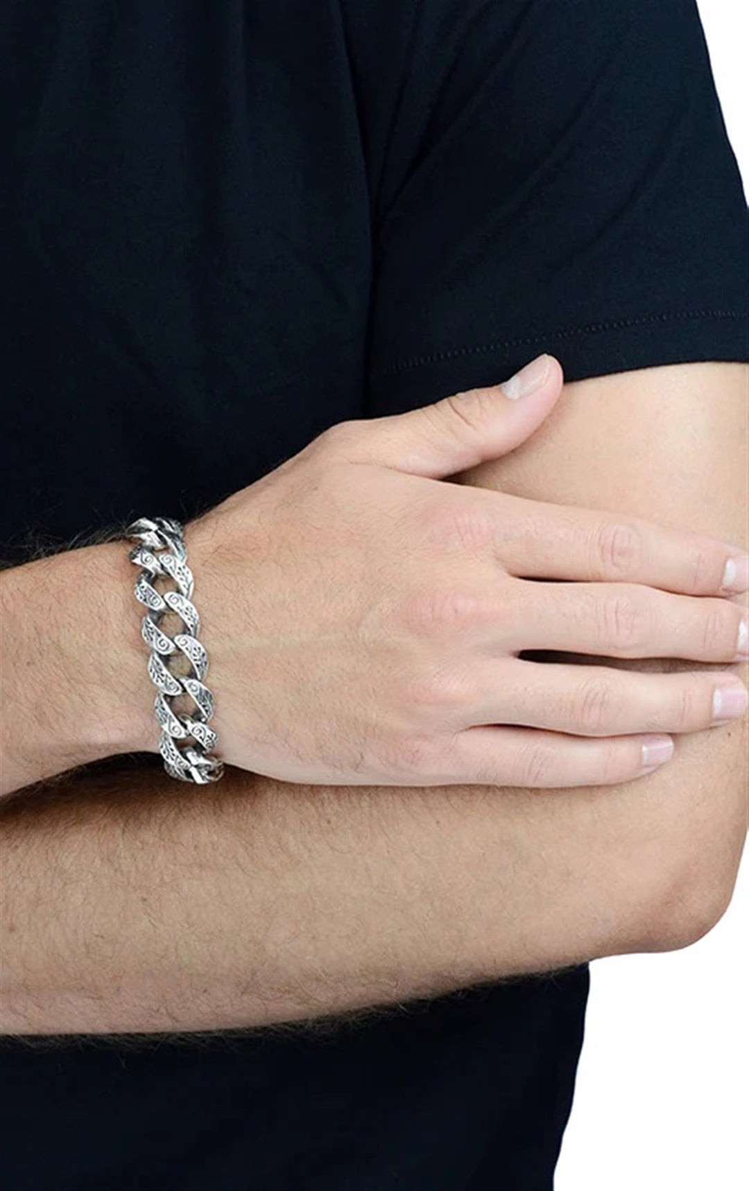 King Baby - Small Day of the Dead Carved Link Bracelet - 8.75"