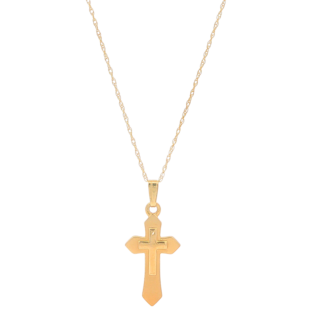 14KT Yellow Gold Children's Cross on Cross Pendant with 15' Chain