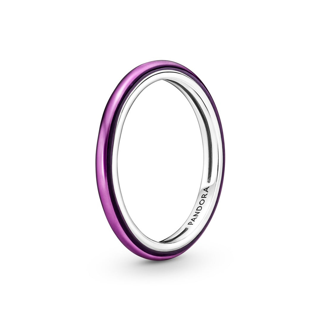 Sterling silver ring with transparent purple