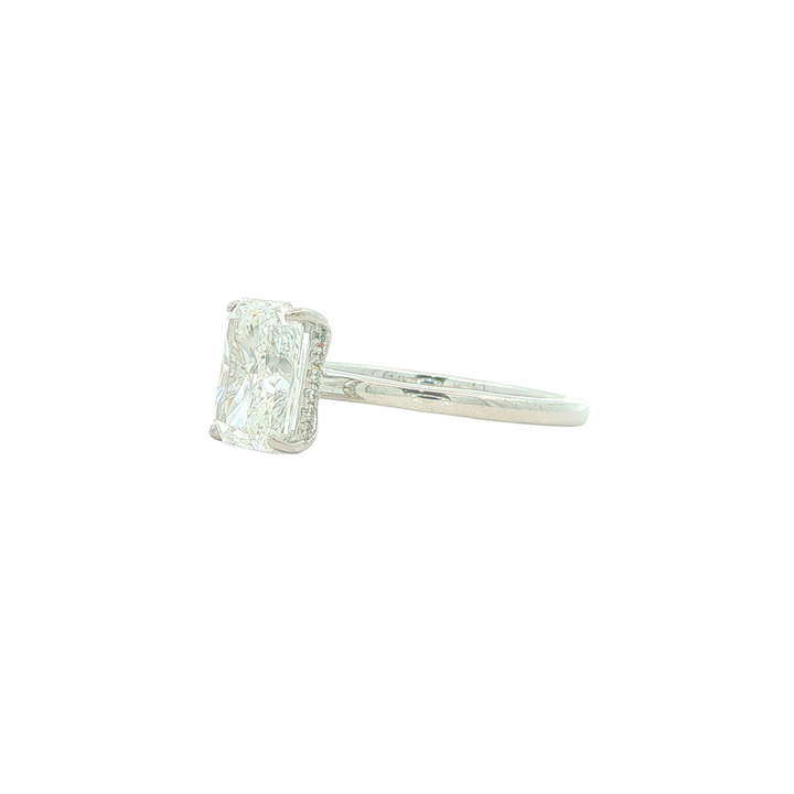 14KT White Gold 2.17ctw Lab Grown Radiant Cut Diamond Engagment Ring with Hidden Halo