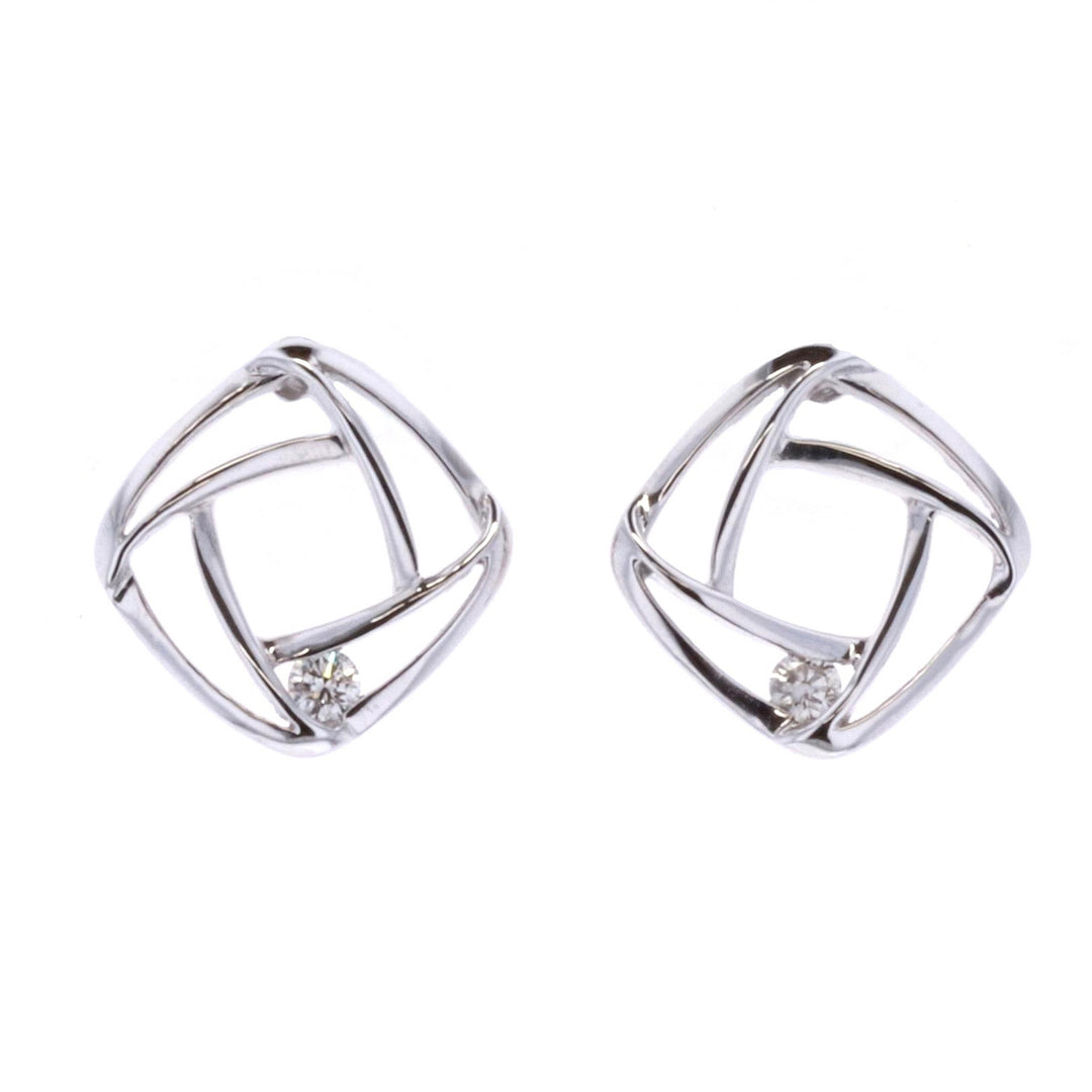 10KT White Gold 0.08ctw Diamond Stud Earrings