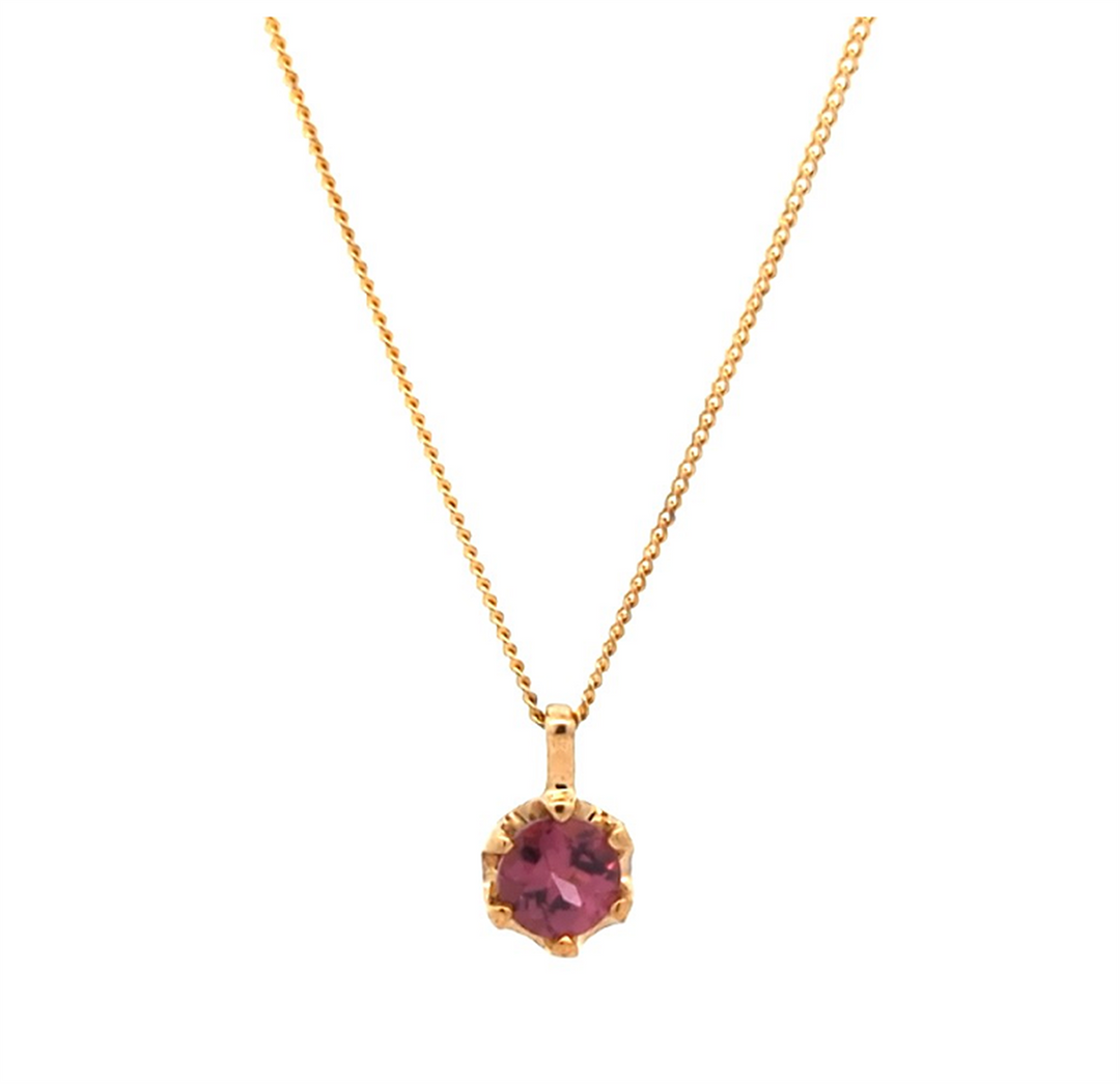 10KT Yellow Gold Rhodolite Garnet 18" Necklace