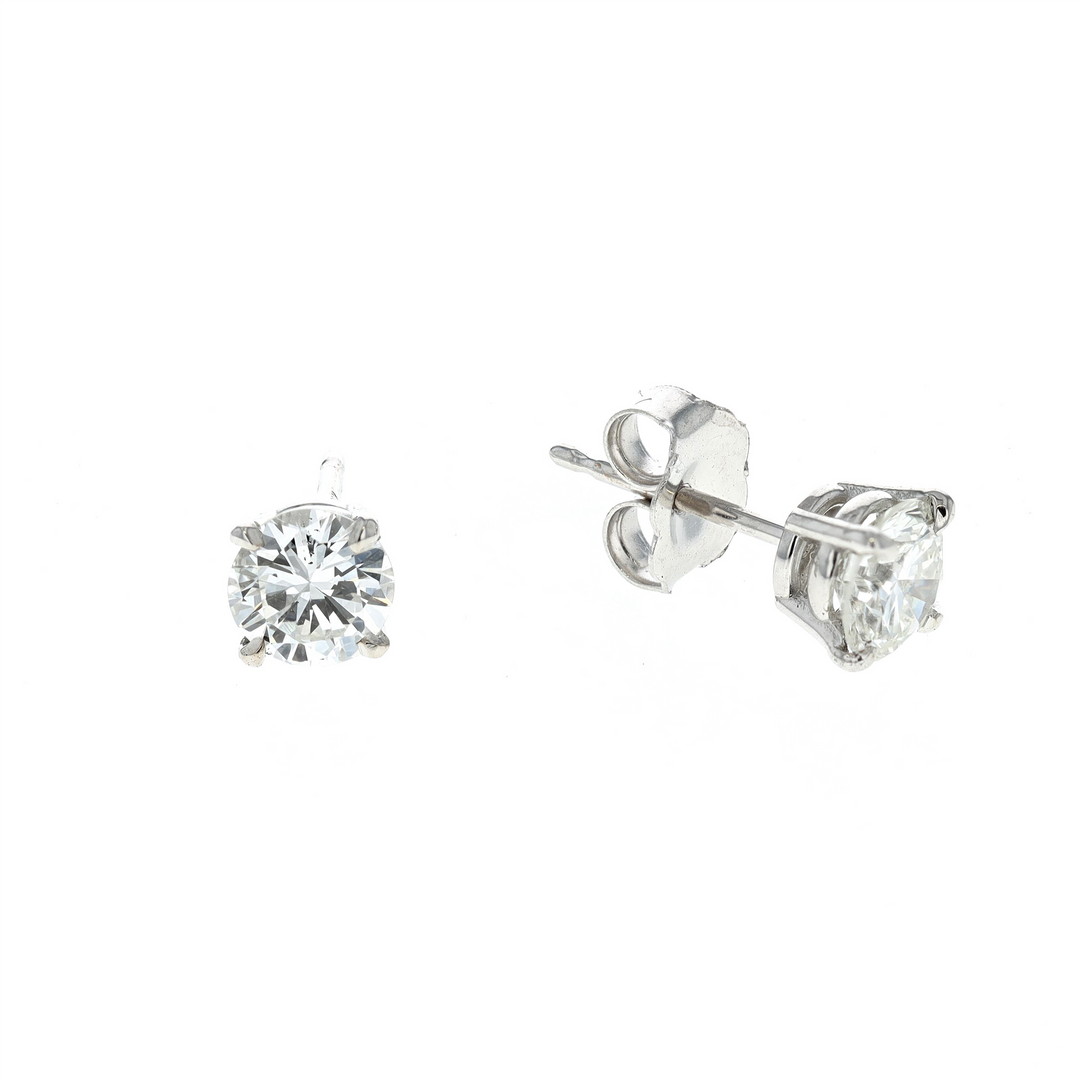 14KT White Gold 0.87ctw Diamond Estate Stud Earrings
