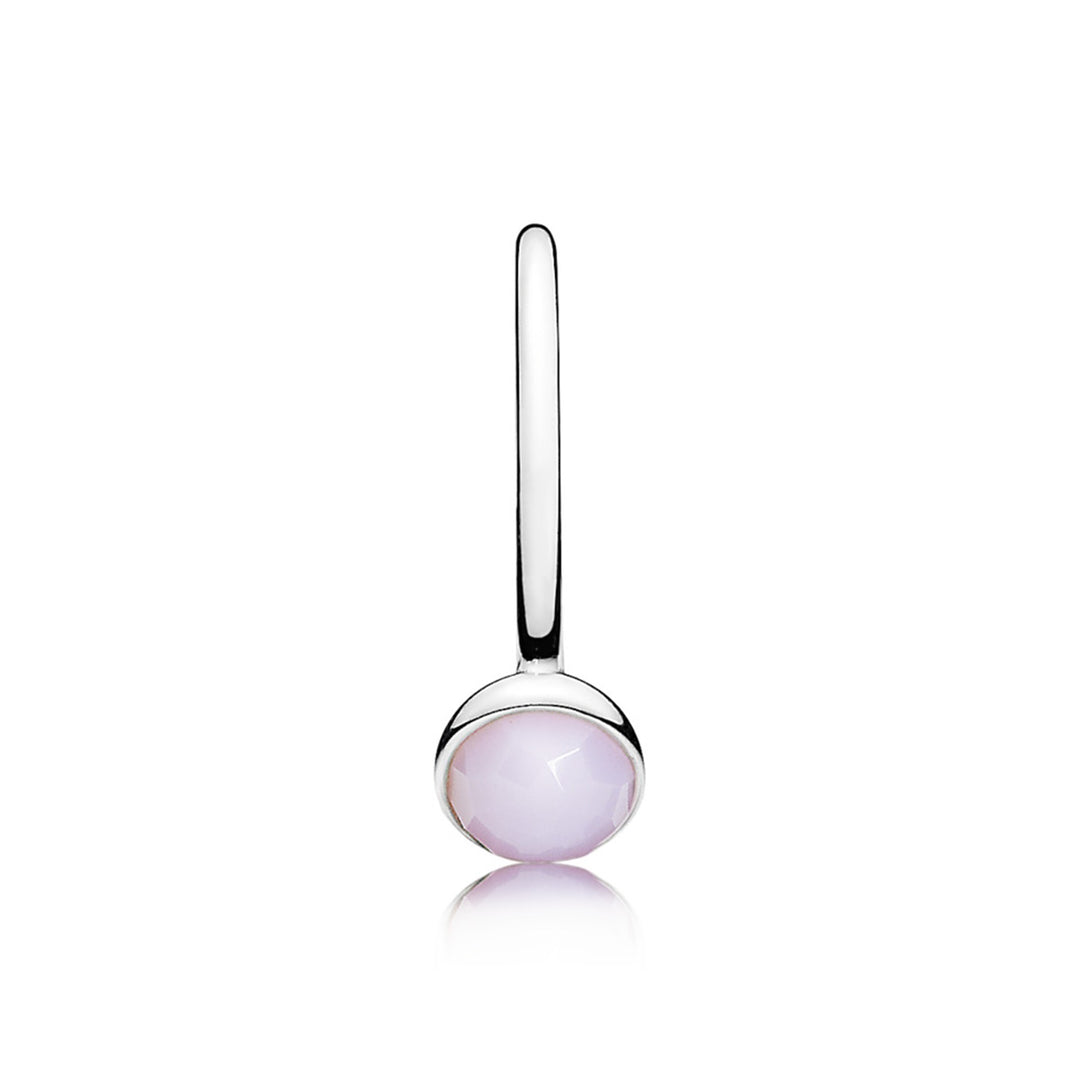 Ring October Droplet with Flower Dome-Cut Birthstone Opalescent Pink Crystal