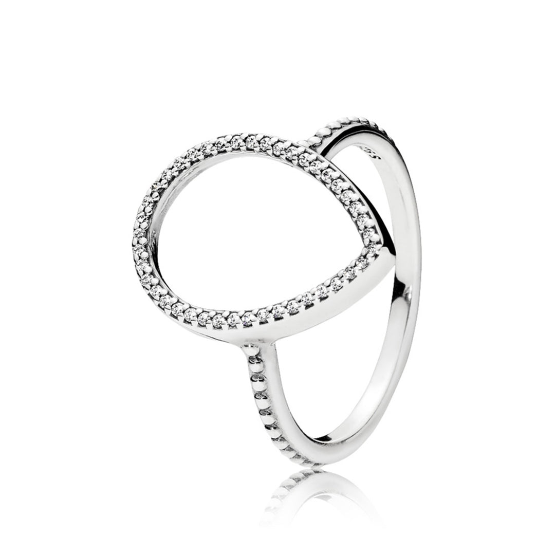 Ring in sterling silver with pear-cut clear CZ