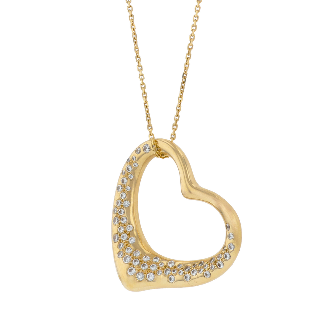 18KT Yellow Gold Estate 0.54ctw Diamond "Tiffany & Co." Heart Shaped Pendant and Rolo Chain 20"