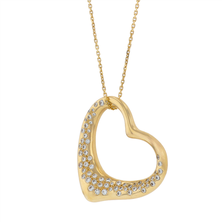 18KT Yellow Gold Estate 0.54ctw Diamond "Tiffany & Co." Heart Shaped Pendant and Rolo Chain 20"