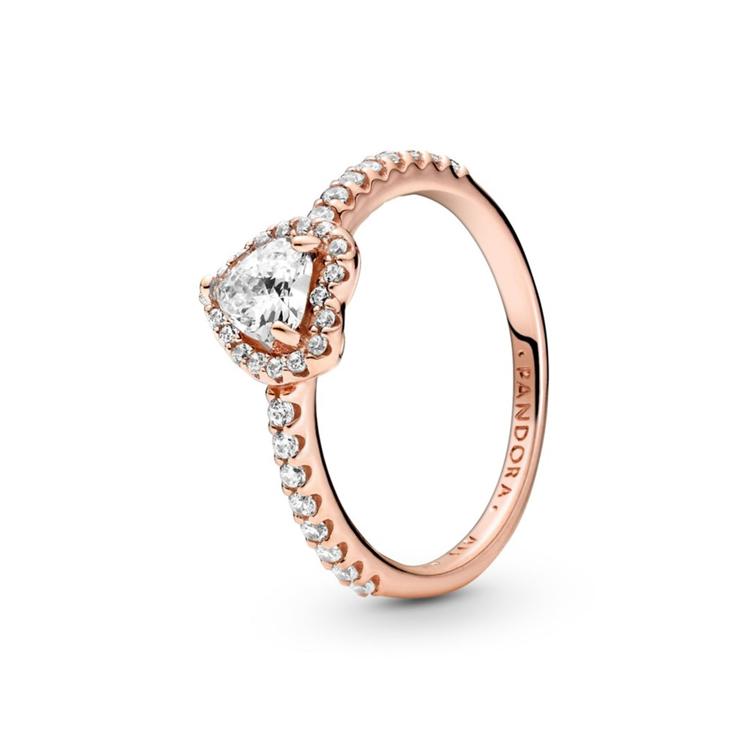 Heart Rose ring with clear CZ