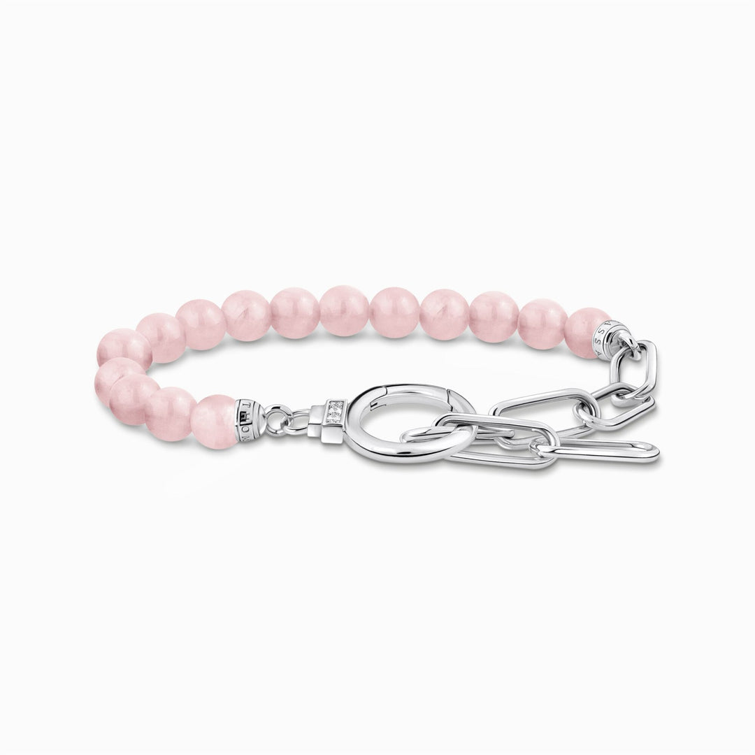 Thomas Sabo Sterling Silver Rose Quartz Link Chain Bracelet