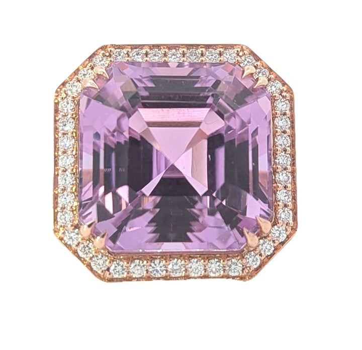 14KT Rose Gold Natural Kunzite and 0.52ctw Diamond Estate Ring