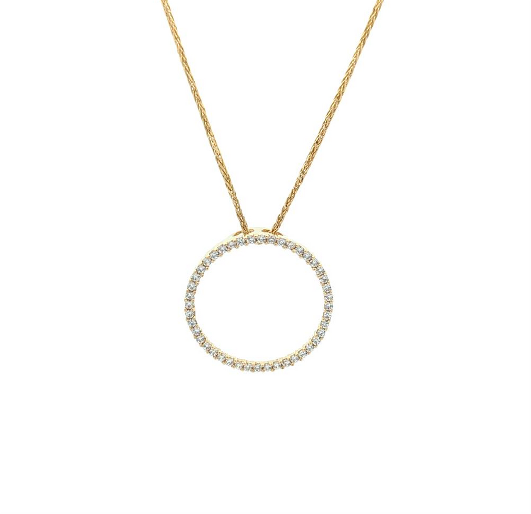 10KT Yellow Gold CZ Circle Estate 16" Necklace
