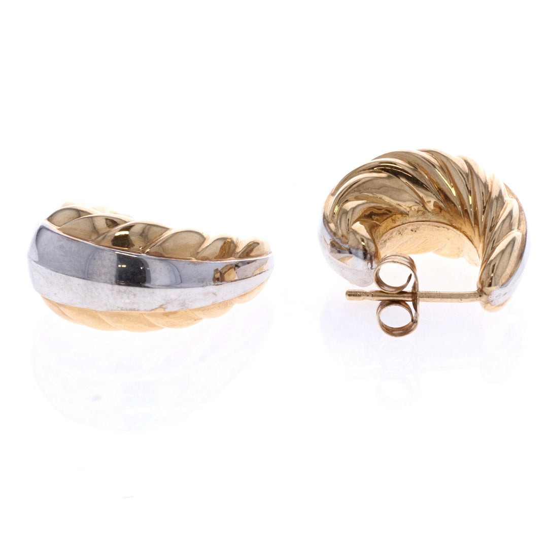 14KT Yellow and White Gold Stud Earrings