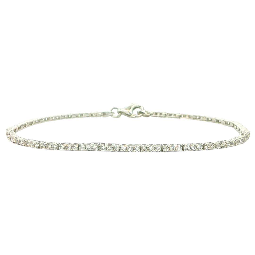 10KT White Gold Zircon Tennis Bracelet 7.25"
