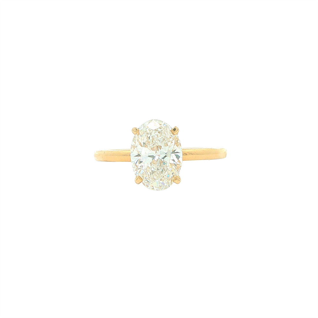 14KT Yellow Gold 2.14ctw Lab Grown Oval Cut Diamond Engagment Ring with Hidden Halo