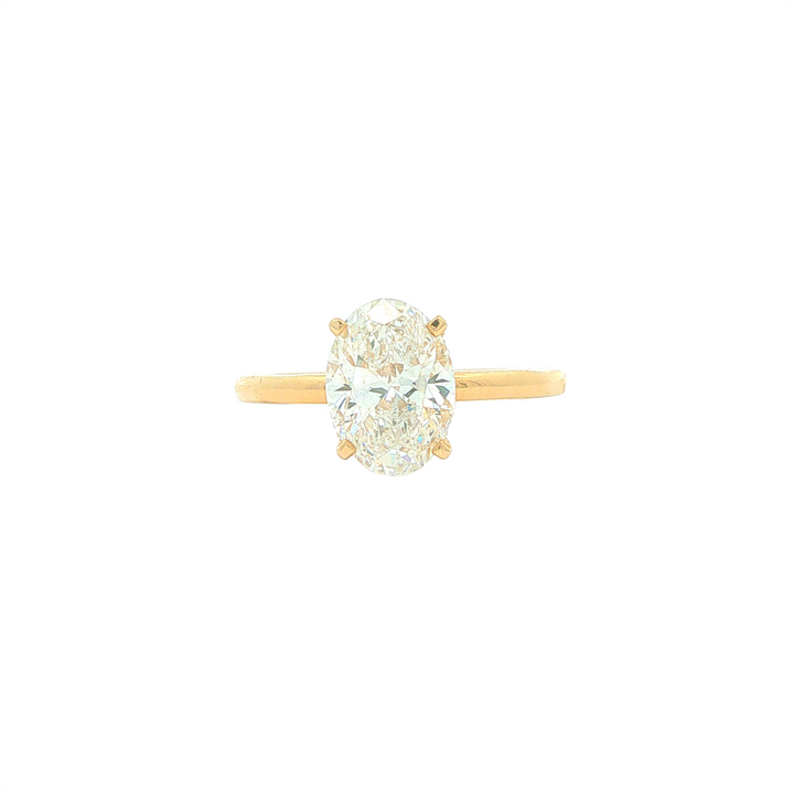 14KT Yellow Gold 2.14ctw Lab Grown Oval Cut Diamond Engagment Ring with Hidden Halo
