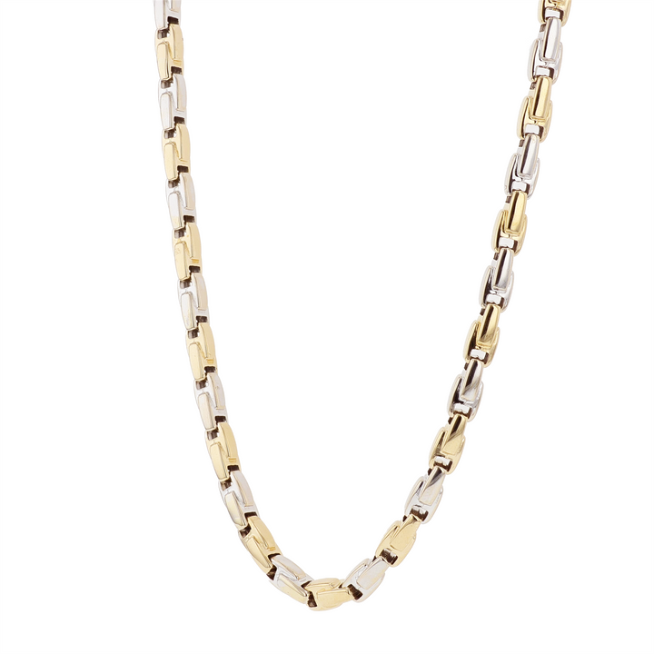 18KT Yellow and White Gold "MASTRELLO" Box Link Estate Chain 24"