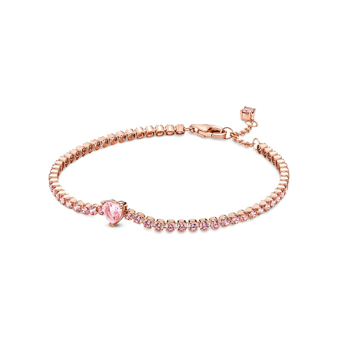 Heart 14k rose gold-plated tennis bracelet