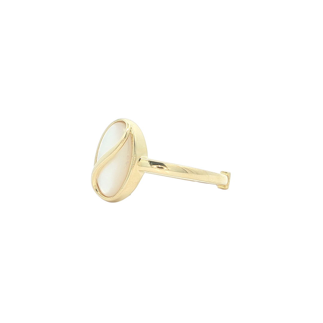 ELLE Sterling Silver Gold Plated "Twist" Mother of Pearl Ring