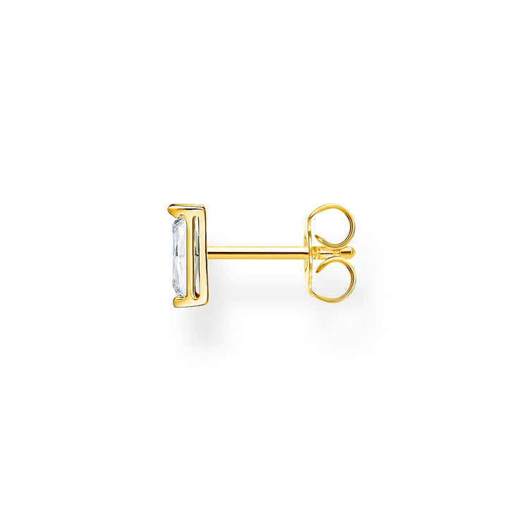 Single Ear Stud White Stone Gold