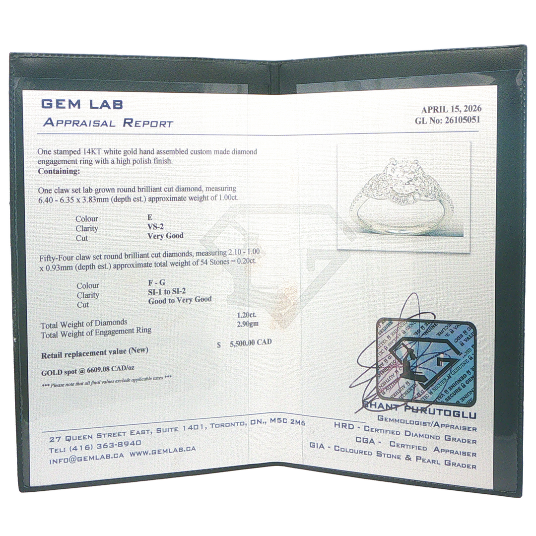 14KT White Gold 1.20tcw Lab Grown Round Brilliant Cut Diamond Engagement Ring
