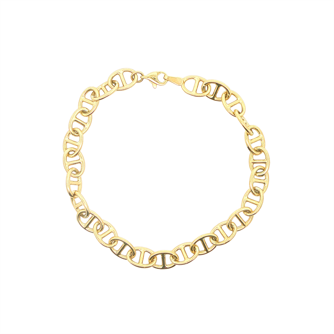 10KT Yellow Gold 7mm Mariner Link Bracelet 7.75"