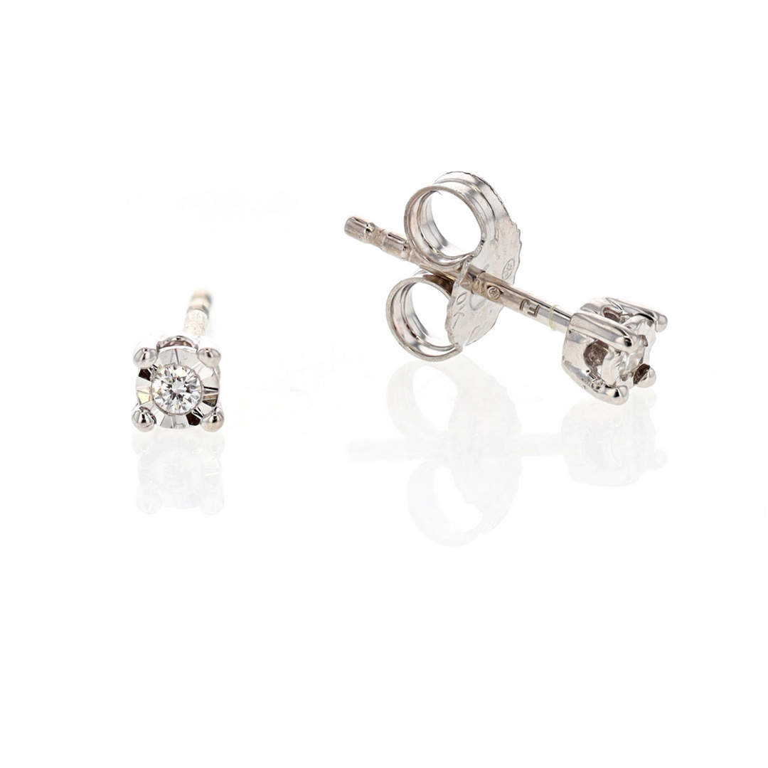 10KT White Gold 0.04ctw Diamond Stud Earrings