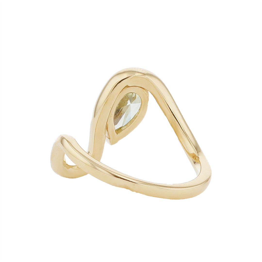 HARMONY CUSTOM 14KT Yellow Gold 1.25ct Lab Grown Fancy Green Pear Cut Solitaire Diamond Ring
