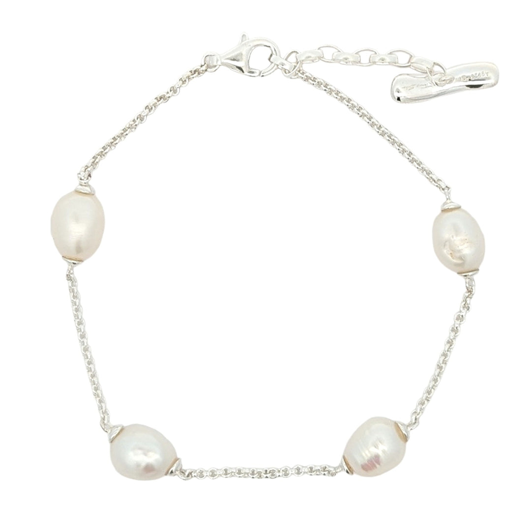 Thomas Sabo Silver Freshwater Pearl Natural Beauty Bracelet - 7"+1" Extension