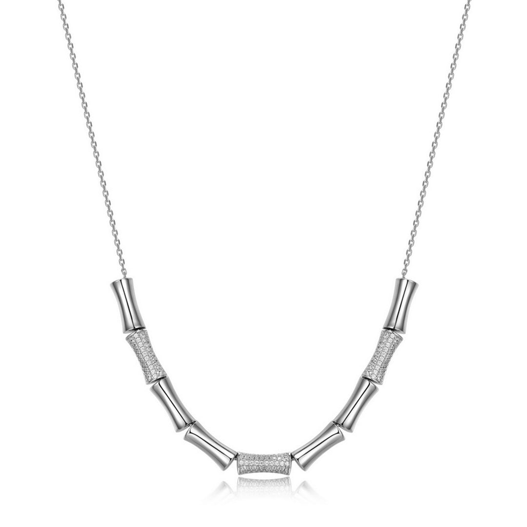 ELLE "Bamboo" 9 Bamboo Links CZ 16+3" Necklace
