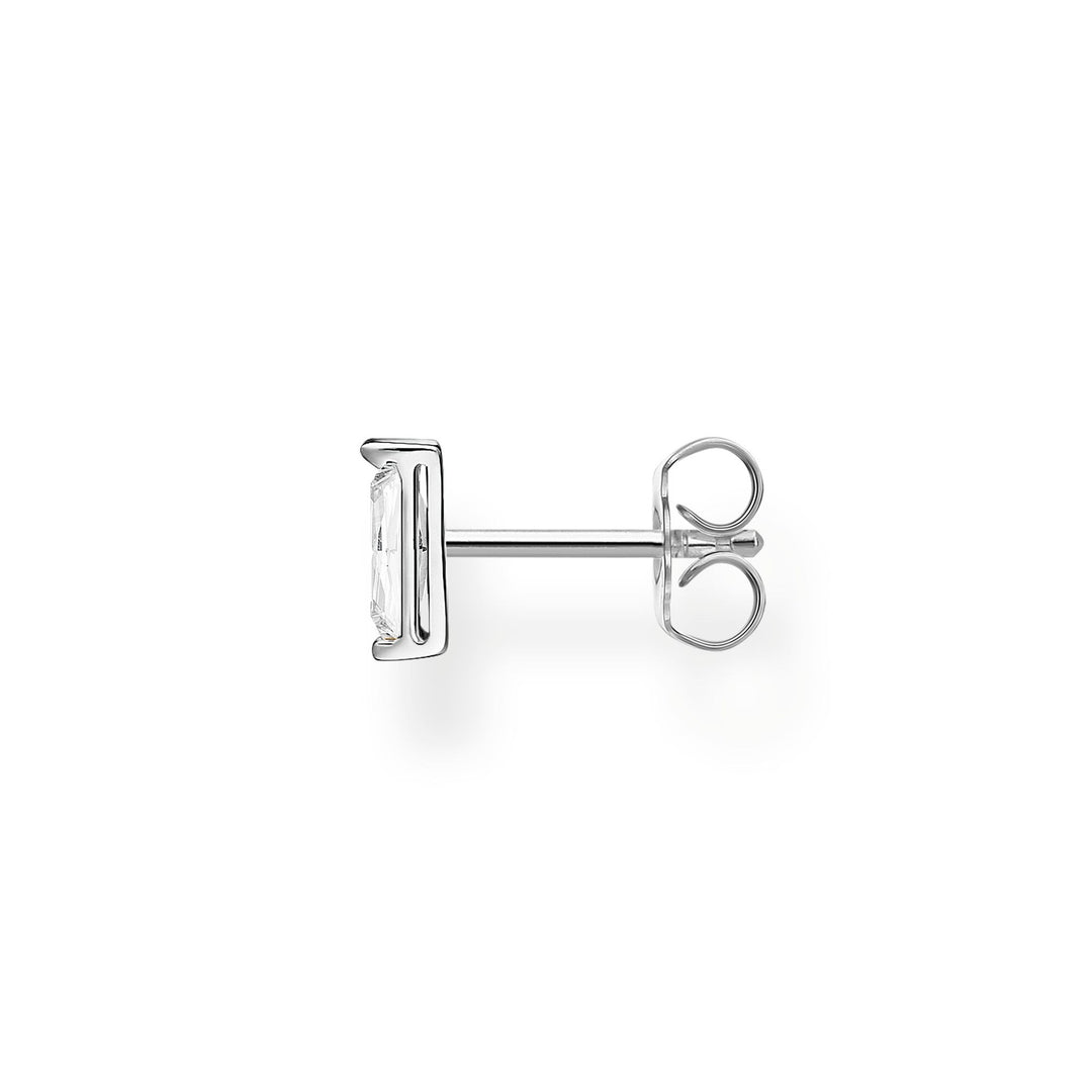 Single Ear Stud White Stone Silver