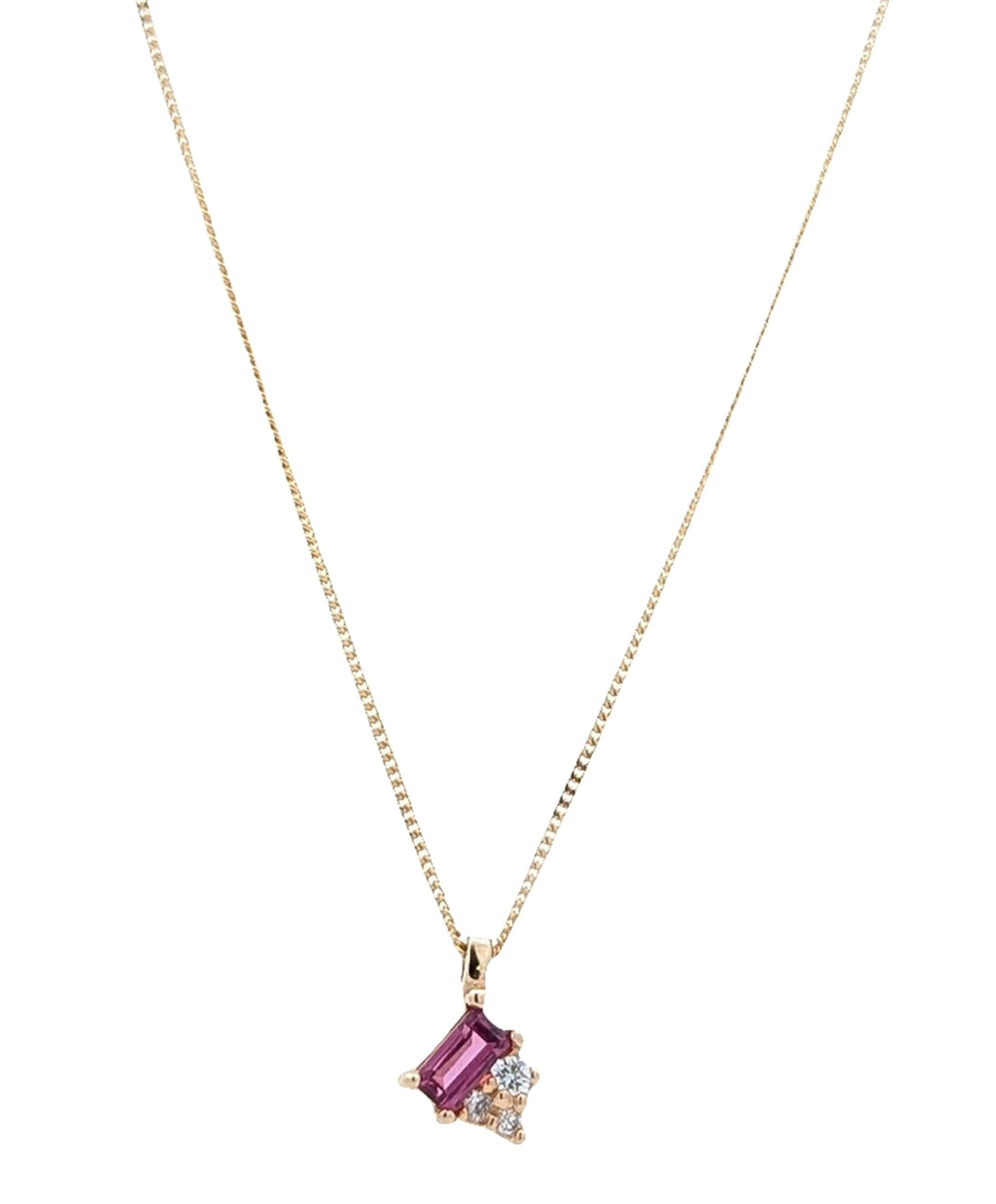 10KT Yellow Gold Genuine Rhodolite Garnet and 0.021ctw Canadian Diamond Necklace