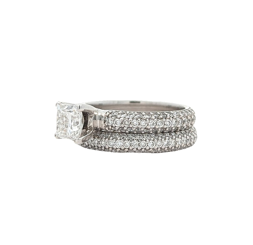 14KT White Gold 2.51ctw Canadian Diamond Estate Engagement Ring & Matching Band