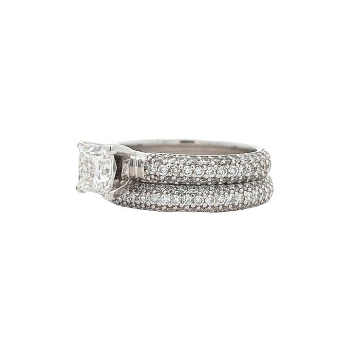 14KT White Gold 2.51ctw Canadian Diamond Estate Engagement Ring & Matching Band
