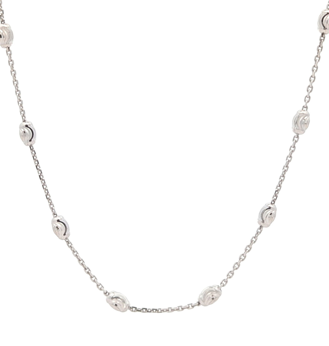 18K White Gold 18" Fancy Diamond Cut Chain