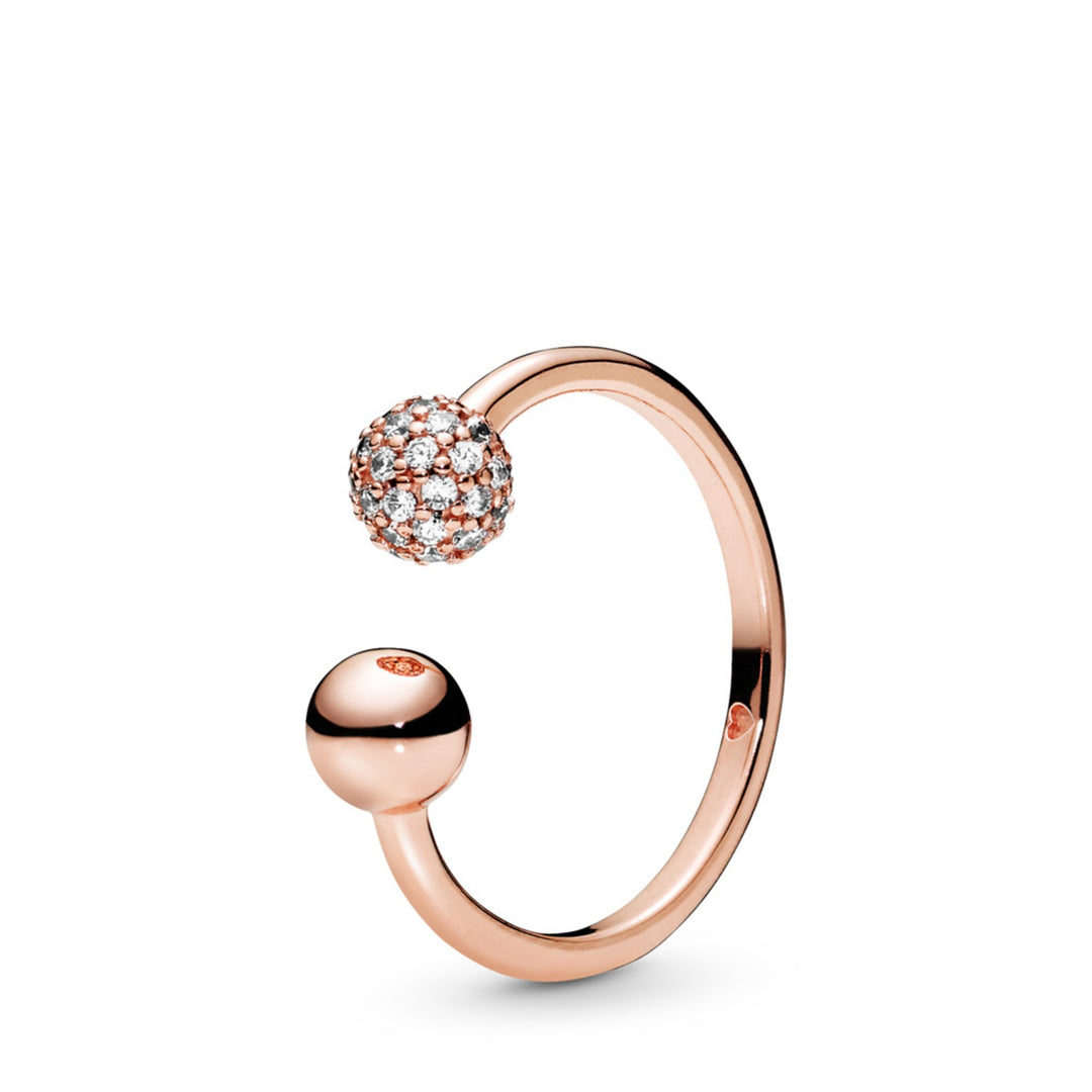 Open Rose ring with clear CZ