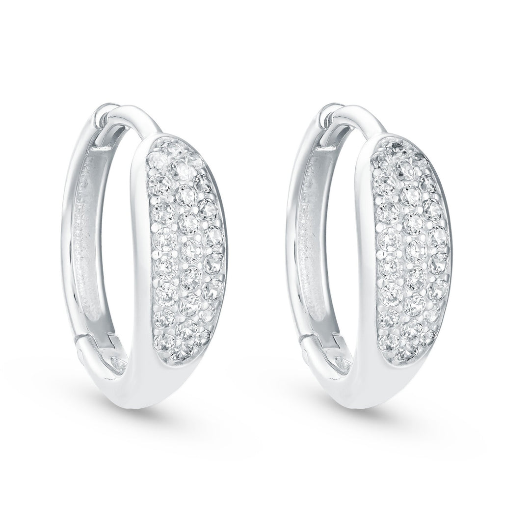 MALO Sterling Silver White Vermal Plating 0.25ctw Diamond Huggie Hoop Earrings