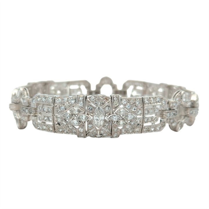 Platinum 7.47ctw Diamond Estate Vintage Bracelet