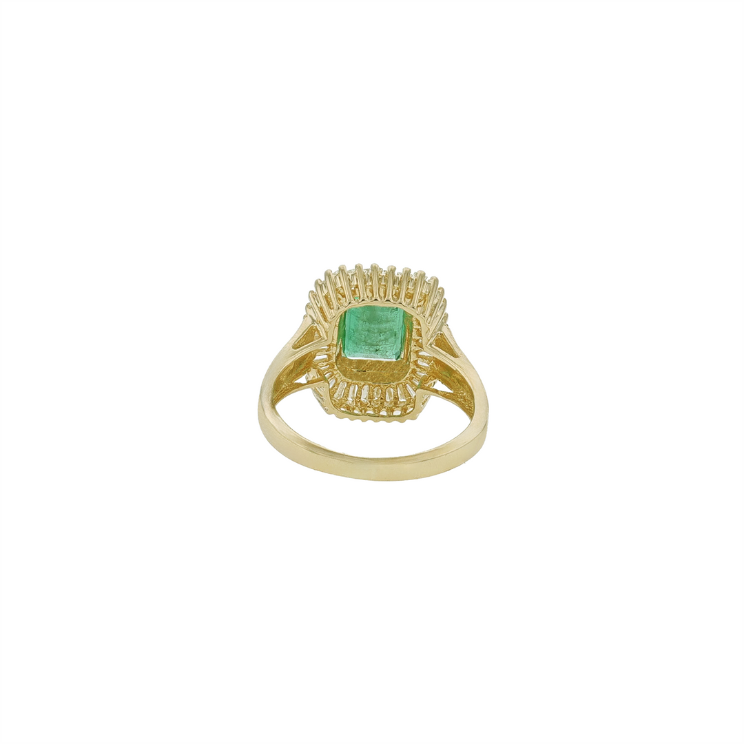 14KT Yellow Gold Emerald Cut Emerald & 0.85cttw Diamond Estate Ring