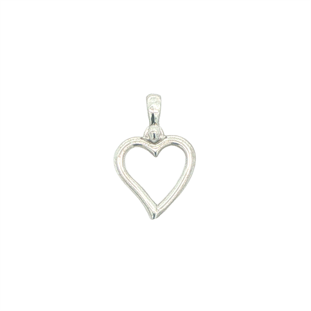 10K White Gold Open-Work Heart Pendant