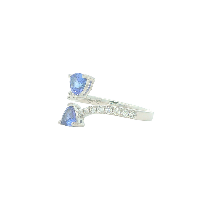 18KT White Gold Tanzanite and 0.24cttw Diamond Ring