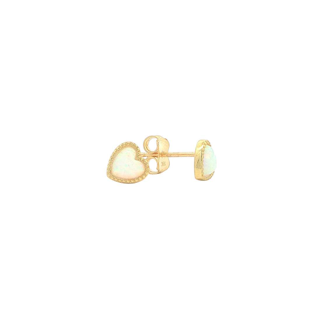 10KT Yellow Gold Mother of Pearl Heart Stud Earrings