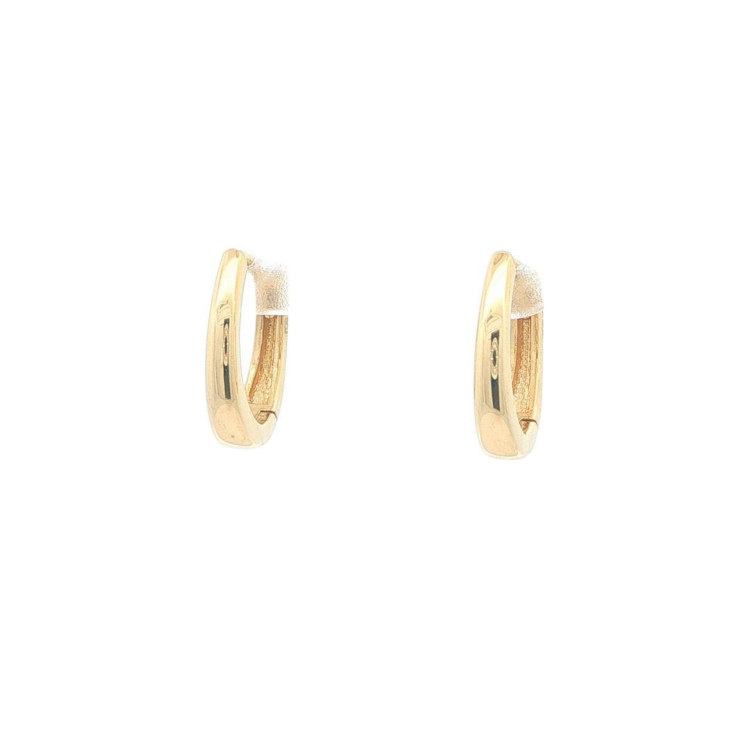 10K Yellow Gold U  Shaped Hoop Huggie Earrings