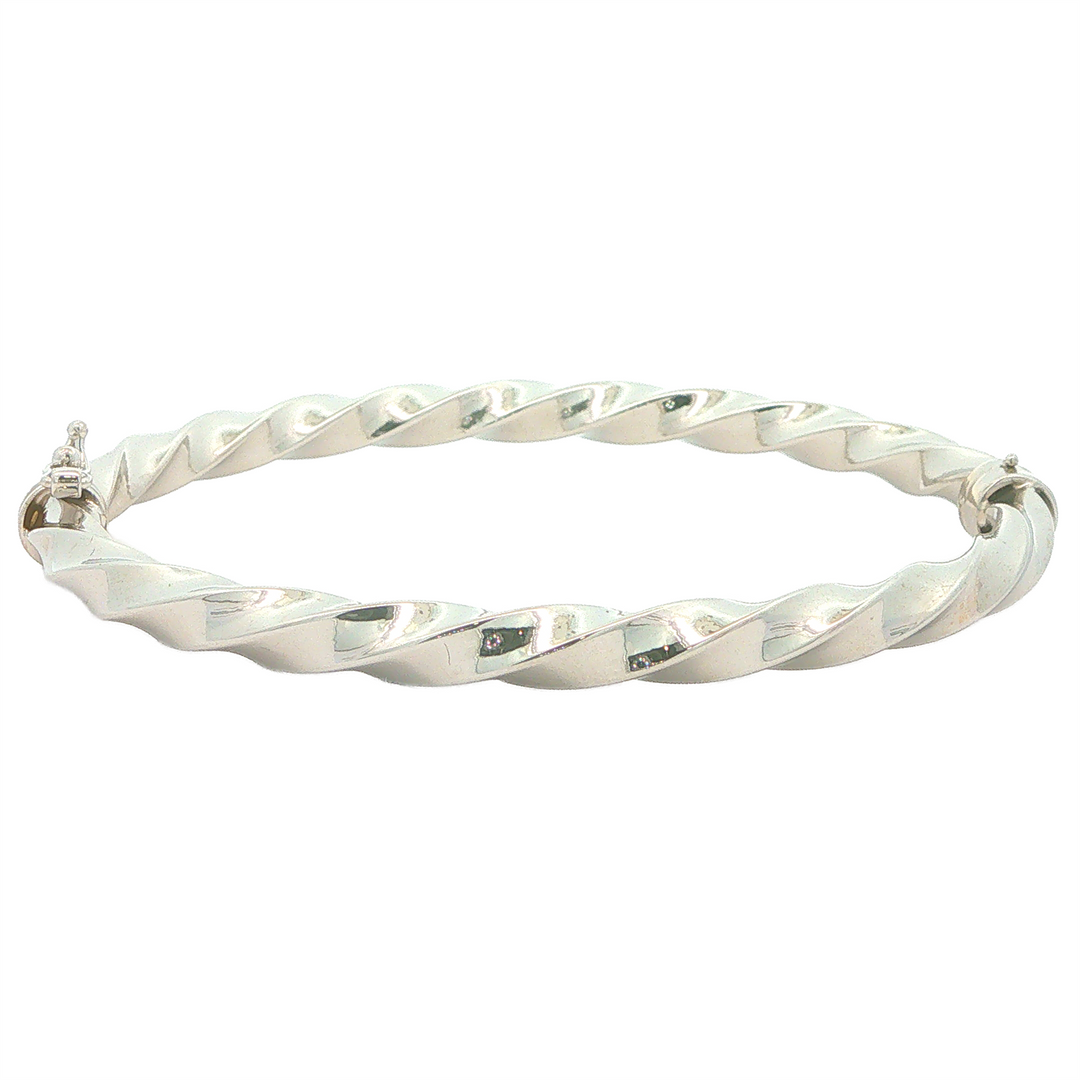 10KT White Gold Twist Bangle Bracelet