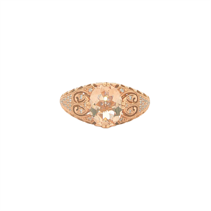14KT Rose Gold Ring with Morganite and 0.14ctw Diamonds